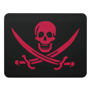 Crimson Skull & Swords Pirate flag of Calico Jack Door Sign
