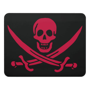Crimson Skull & Swords Pirate flag of Calico Jack Door Sign