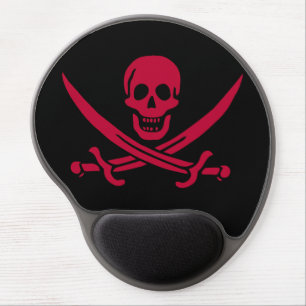 Crimson Skull & Swords Pirate flag of Calico Jack Gel Mouse Pad
