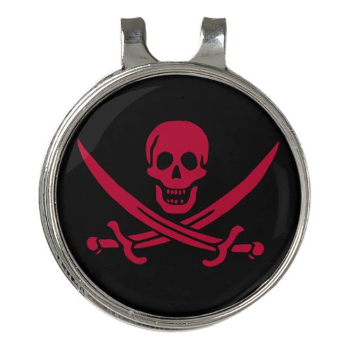 Crimson Skull  Swords Pirate flag of Calico Jack Golf Hat Clip