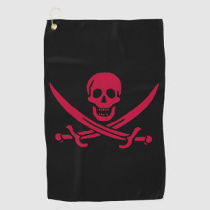 Crimson Skull & Swords Pirate flag of Calico Jack Golf Towel
