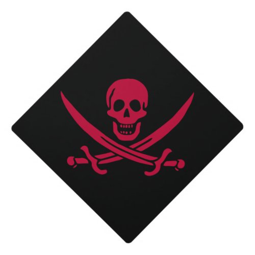 Crimson Skull  Swords Pirate flag of Calico Jack Graduation Cap Topper