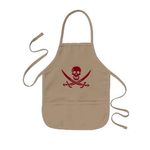 Crimson Skull & Swords Pirate flag of Calico Jack Kids' Apron