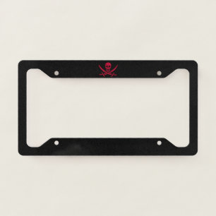 Crimson Skull & Swords Pirate flag of Calico Jack License Plate Frame