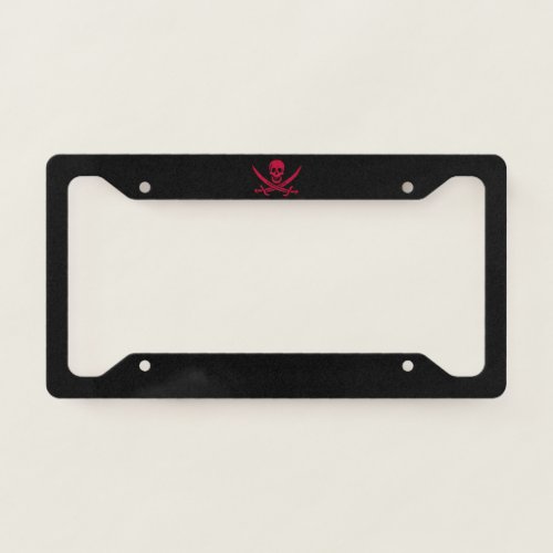 Crimson Skull  Swords Pirate flag of Calico Jack License Plate Frame