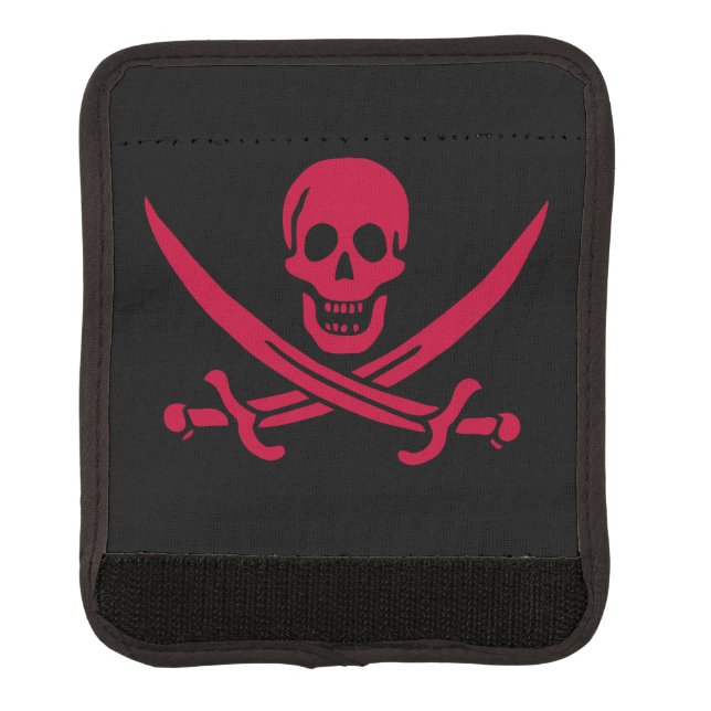 Crimson Skull & Swords Pirate flag of Calico Jack Luggage Handle Wrap (Front)