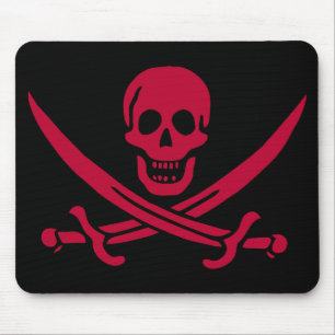 Crimson Skull & Swords Pirate flag of Calico Jack Mouse Pad