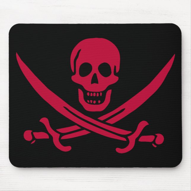 Crimson Skull & Swords Pirate flag of Calico Jack Mouse Pad (Front)