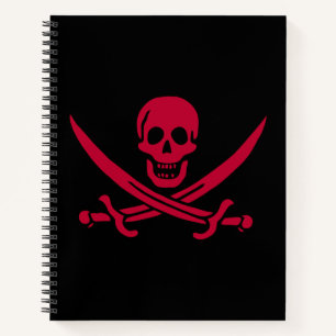 Crimson Skull & Swords Pirate flag of Calico Jack Notebook