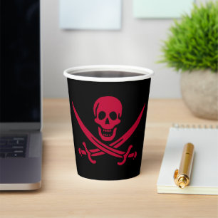 Crimson Skull & Swords Pirate flag of Calico Jack Paper Cups