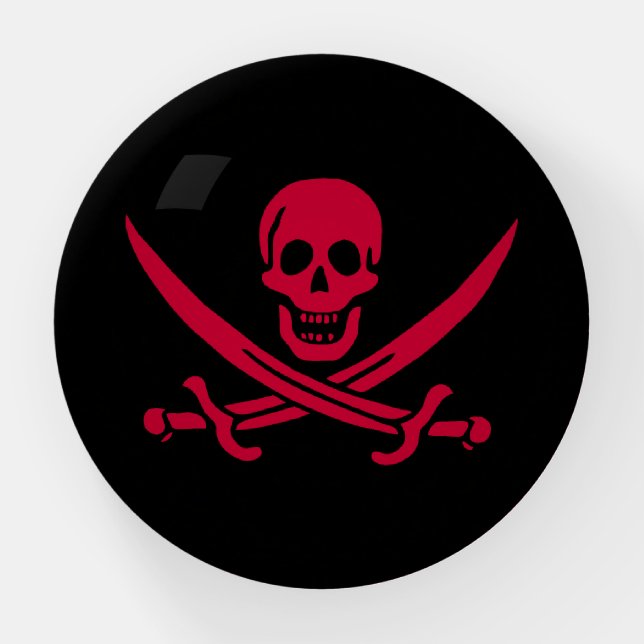 Crimson Skull & Swords Pirate flag of Calico Jack Paperweight (Front)