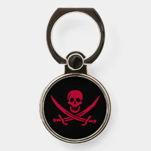 Crimson Skull & Swords Pirate flag of Calico Jack Phone Ring Stand