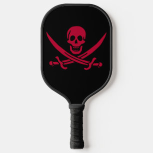 Crimson Skull & Swords Pirate flag of Calico Jack Pickleball Paddle