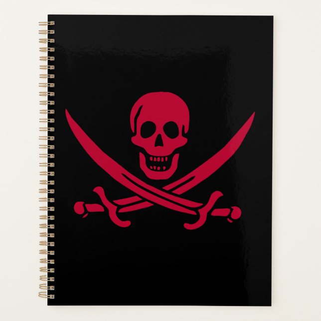 Crimson Skull & Swords Pirate flag of Calico Jack Planner (Front)