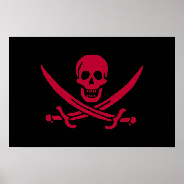 Crimson Skull & Swords Pirate flag of Calico Jack Poster (Front)