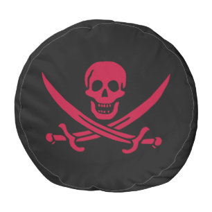 Crimson Skull & Swords Pirate flag of Calico Jack Pouf