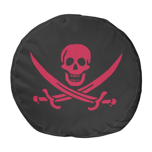 Crimson Skull & Swords Pirate flag of Calico Jack Pouf (Top)