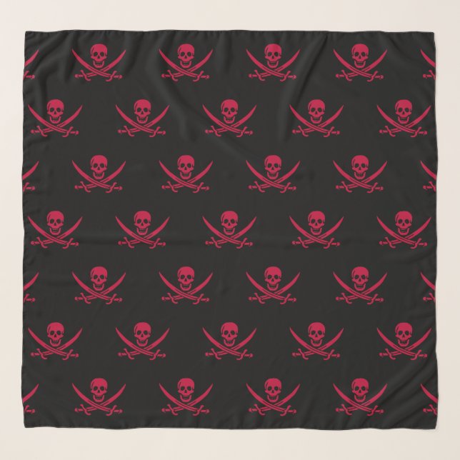 Crimson Skull & Swords Pirate flag of Calico Jack Scarf (Front)