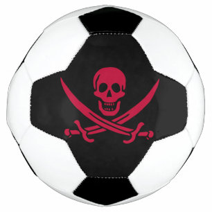 Crimson Skull & Swords Pirate flag of Calico Jack Soccer Ball