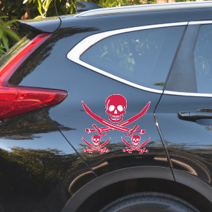 Crimson Skull & Swords Pirate flag of Calico Jack Sticker