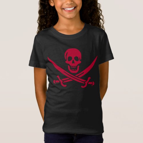 Crimson Skull  Swords Pirate flag of Calico Jack T_Shirt