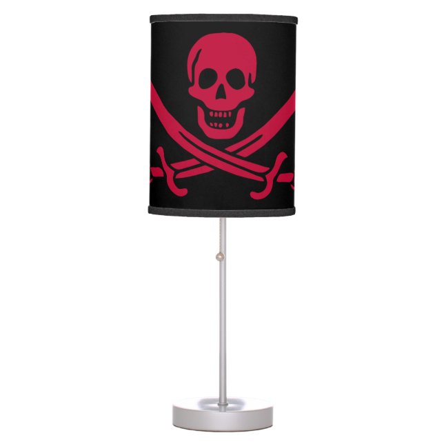 Crimson Skull & Swords Pirate flag of Calico Jack Table Lamp (Front)