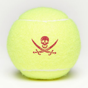 Crimson Skull & Swords Pirate flag of Calico Jack Tennis Balls