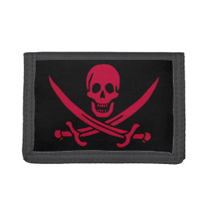 Crimson Skull & Swords Pirate flag of Calico Jack Tri-fold Wallet