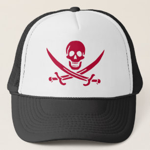 Crimson Skull & Swords Pirate flag of Calico Jack Trucker Hat