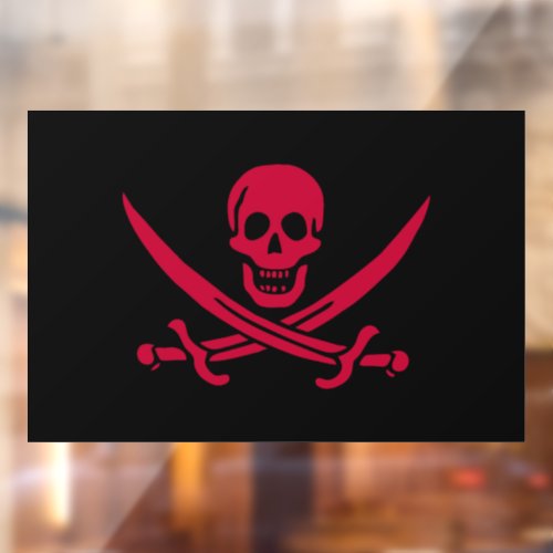 Crimson Skull  Swords Pirate flag of Calico Jack Window Cling