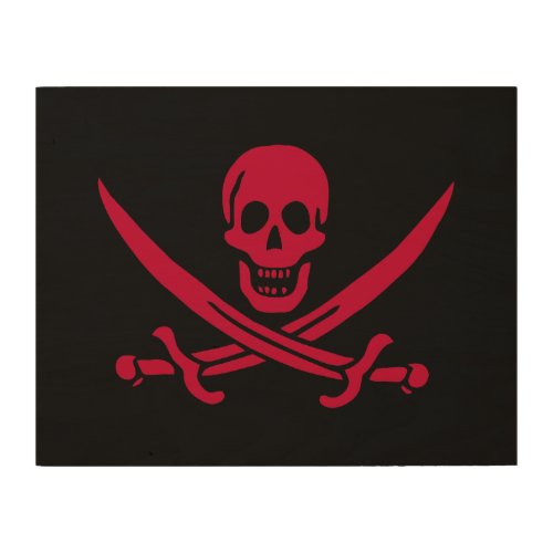 Crimson Skull  Swords Pirate flag of Calico Jack Wood Wall Art