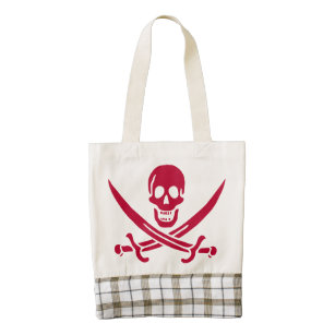 Crimson Skull & Swords Pirate flag of Calico Jack Zazzle HEART Tote Bag