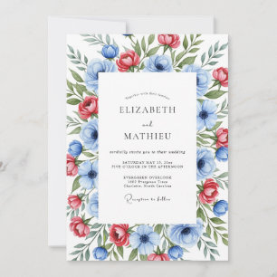 Crimson Sky Blue Sumptuous Summer Wedding Invitation