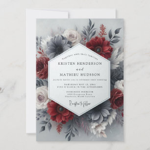 Crimson Slate Gothic Wedding Invitation