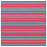 [ Thumbnail: Crimson & Slate Gray Lines/Stripes Pattern Fabric ]