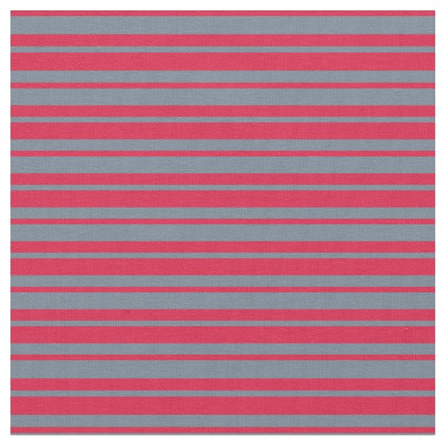 Crimson & Slate Gray Lines/Stripes Pattern Fabric (Close Up)