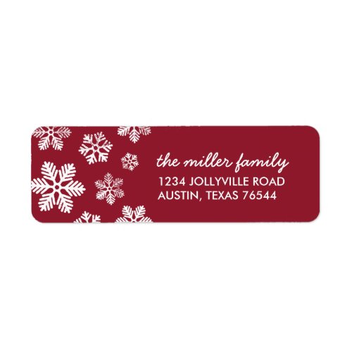 Crimson Snowflakes Personalized Address Labels