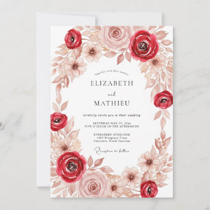 Crimson Soft Autumnal Wedding Invitation