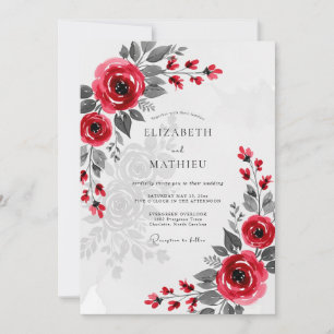 Crimson Sophisticated Winter Wedding Invitation