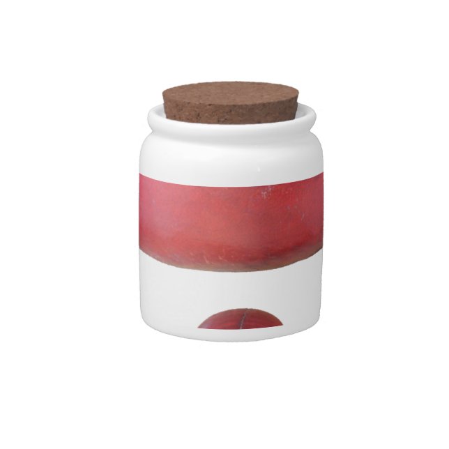Crimson Spin – A Beautiful Red Cricket Ball Arti Candy Jar (Front)