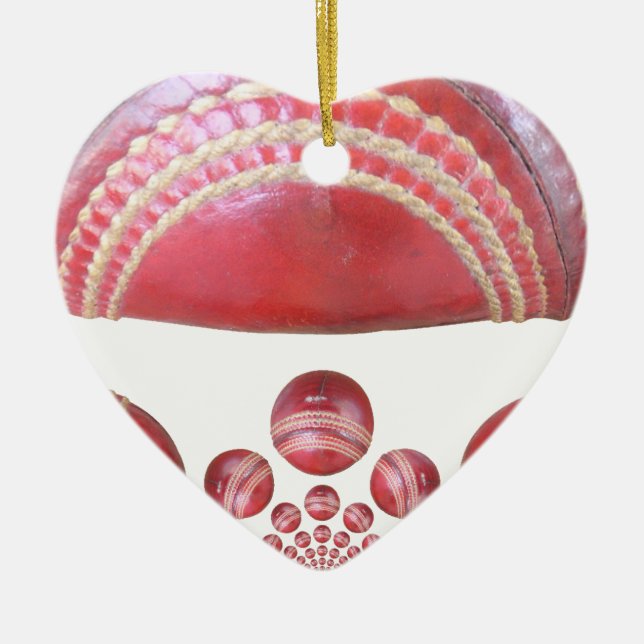 Crimson Spin – A Beautiful Red Cricket Ball Arti Ceramic Ornament (Front)