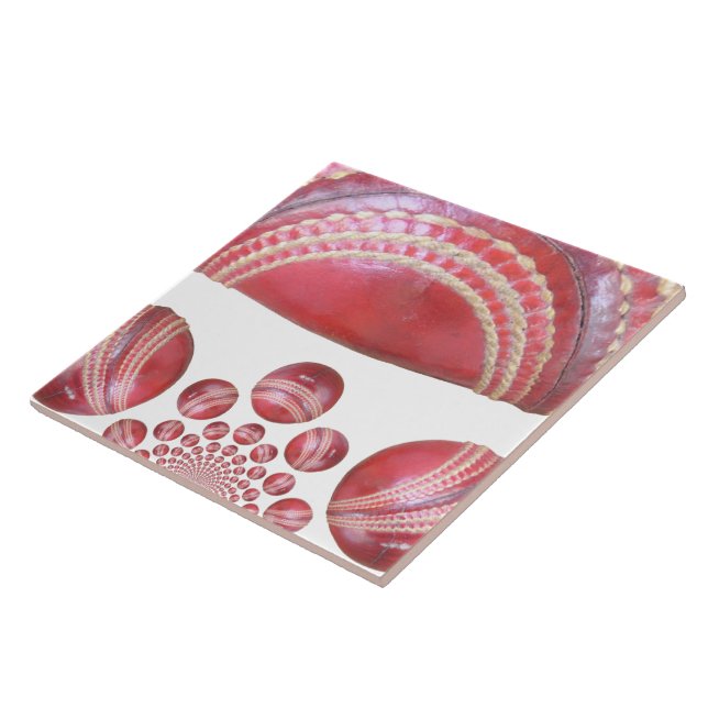 Crimson Spin – A Beautiful Red Cricket Ball Arti Ceramic Tile (Side)