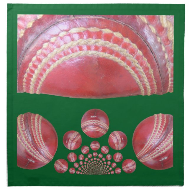 Crimson Spin – A Beautiful Red Cricket Ball Arti Cloth Napkin (Front)