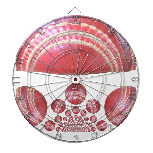 Crimson Spin – A Beautiful Red Cricket Ball Arti Dart Board (Front)