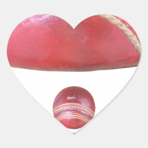 Crimson Spin – A Beautiful Red Cricket Ball Arti Heart Sticker