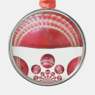 Crimson Spin – A Beautiful Red Cricket Ball Arti Metal Ornament