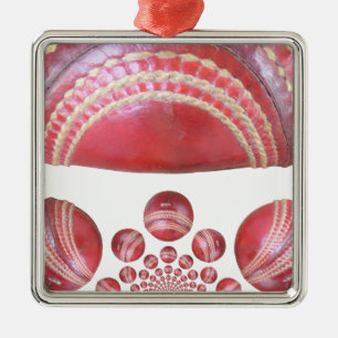 Crimson Spin – A Beautiful Red Cricket Ball Arti Metal Ornament