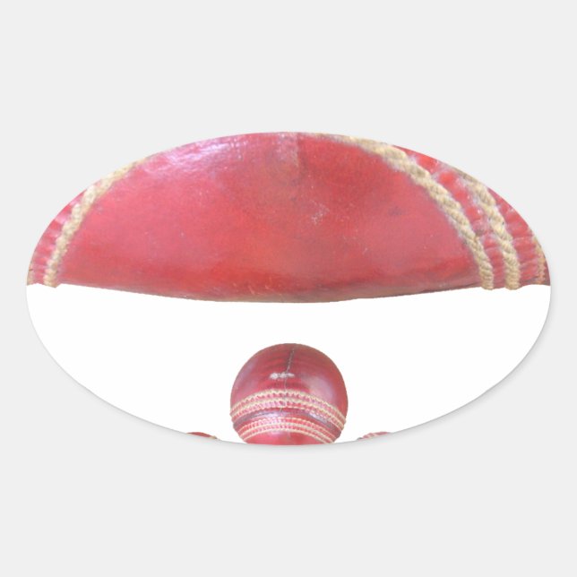 Crimson Spin – A Beautiful Red Cricket Ball Arti Oval Sticker (Front)