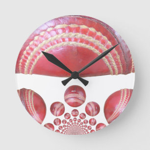 Crimson Spin – A Beautiful Red Cricket Ball Arti Round Clock