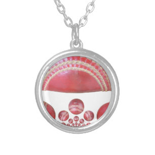 Crimson Spin – A Beautiful Red Cricket Ball Arti Silver Plated Necklace